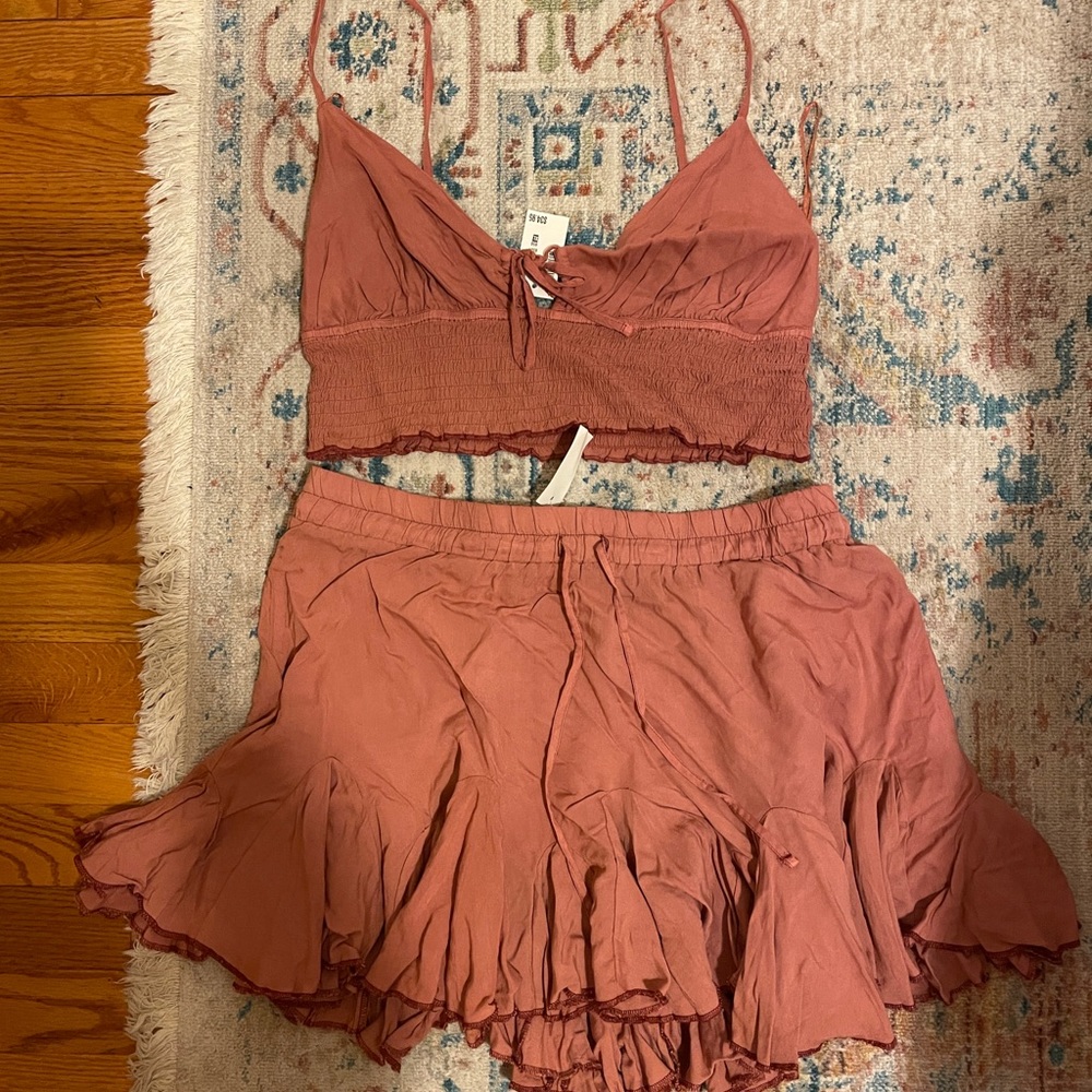 NWT Ruffled Crop Top & Skirt Set